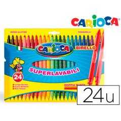 Rotulador carioca birelo bipunta caja de 24 colores