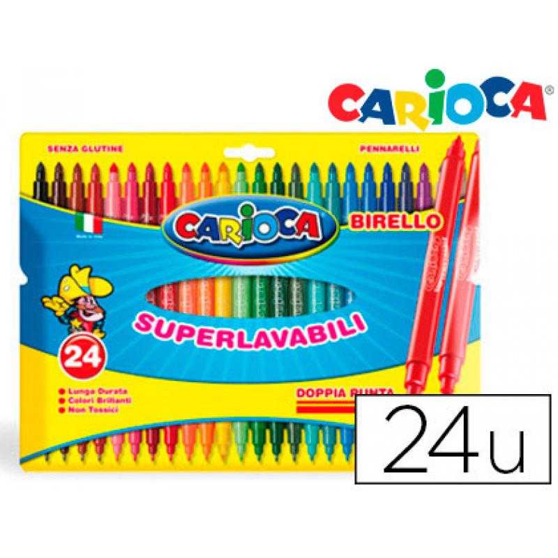 Rotulador carioca birelo bipunta caja de 24 colores