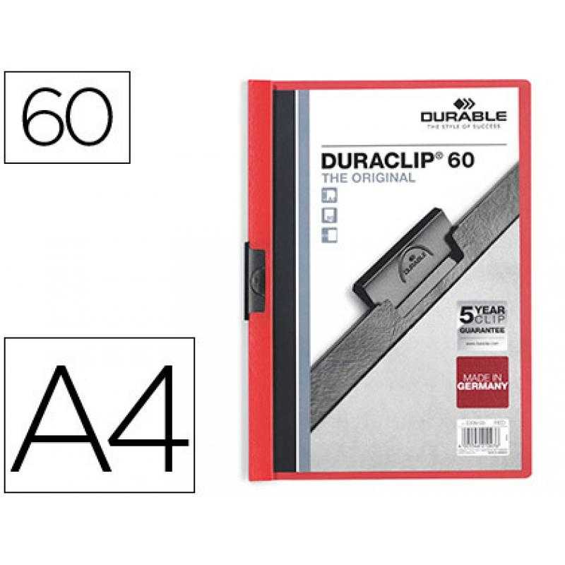 Carpeta duraclip dossier pinza lateral rojo capacidad 60 hojas