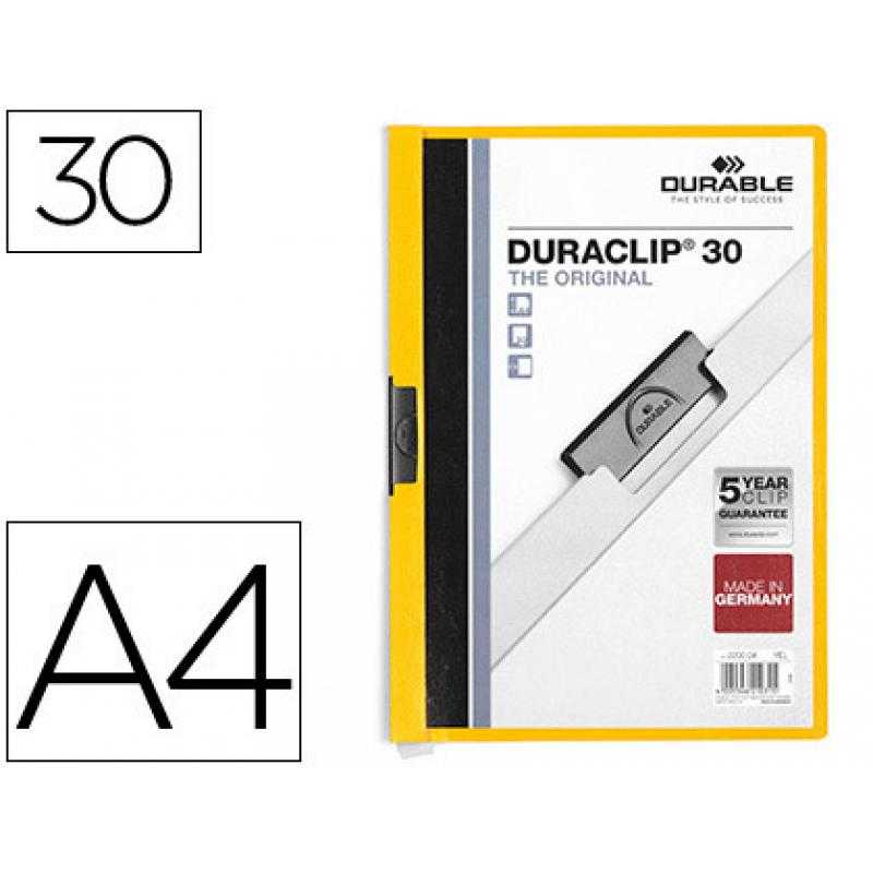 Carpeta duraclip dossier pinza lateral amarillo capacidad 30 hojas