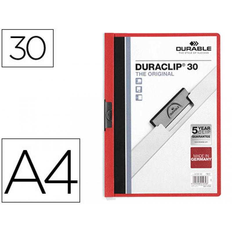 Carpeta duraclip dossier pinza lateral rojo capacidad 30 hojas