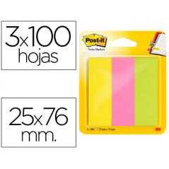 Bloc de notas adhesivas quita y pon post-it 671/3 mininotas rosa/verde/amarillo neon