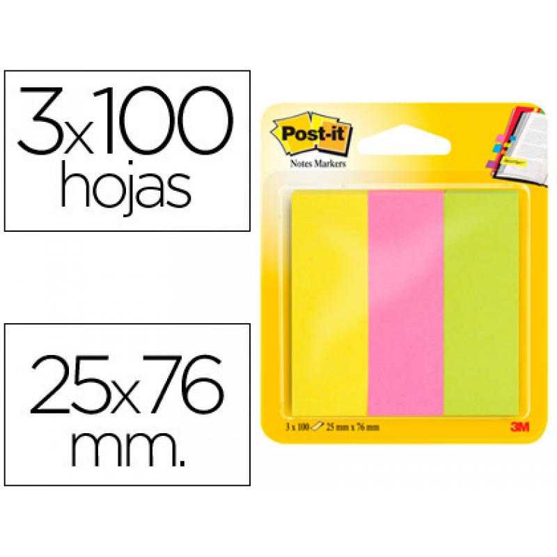 Bloc de notas adhesivas quita y pon post-it 671/3 mininotas rosa/verde/amarillo neon