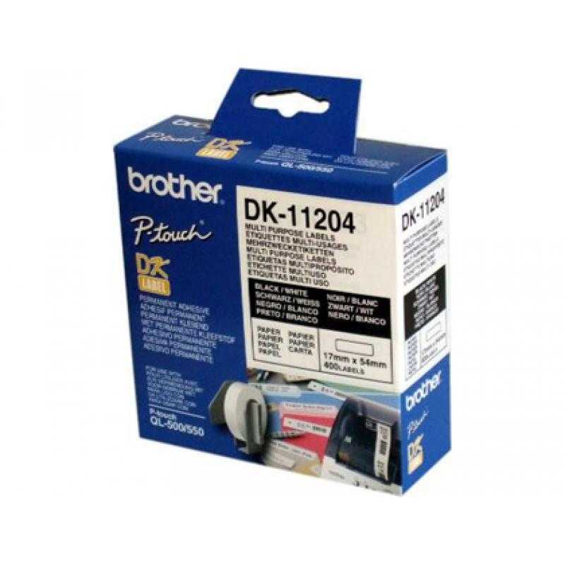 Etiqueta adhesiva brother dk11204 -tamaño 17x54 mm para impresoras de etiquetas ql -400 etiquetas-
