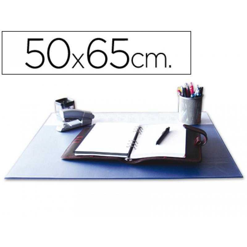 Vade sobremesa q-connect azul con solapas transparentes 50x65 cm