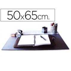 Vade sobremesa q-connect negro con solapas transparentes 50x65 cm