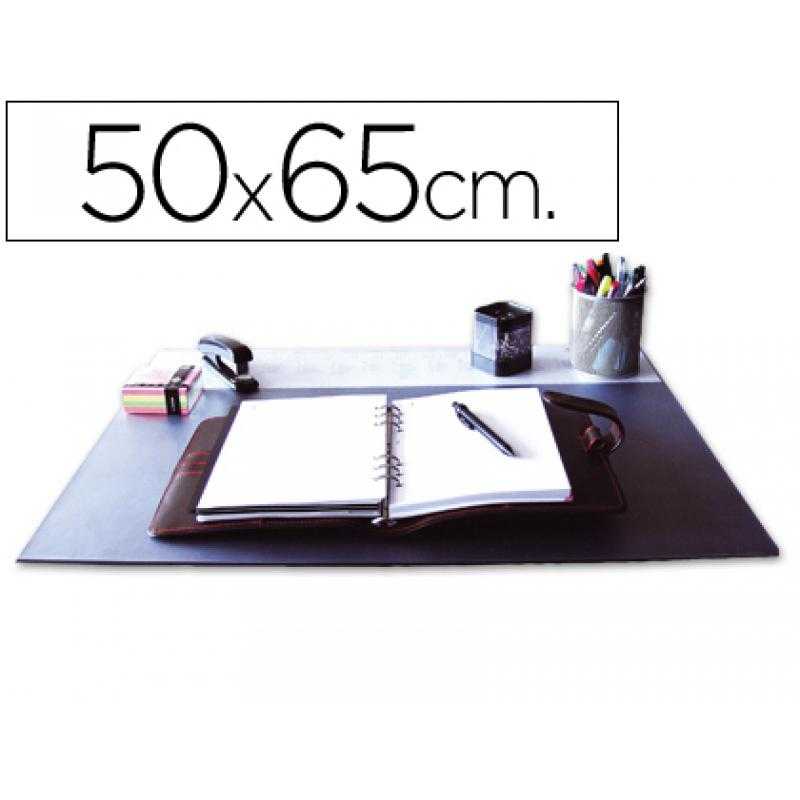 Vade sobremesa q-connect negro con solapas transparentes 50x65 cm