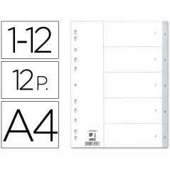 Separador numerico q-connect plástico 1-12 juego de 12 separadores din a4 -multitaladro