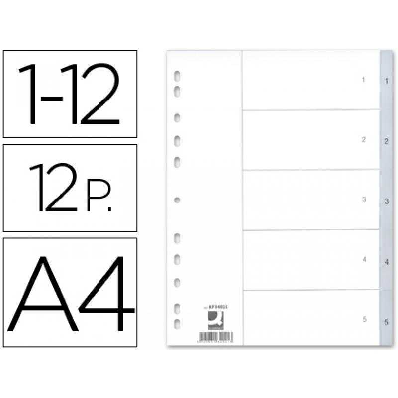 Separador numerico q-connect plástico 1-12 juego de 12 separadores din a4 -multitaladro