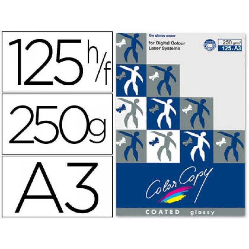 Papel fotocopiadora color copy glossy din a3 250 gramos paquete de 125 hojas