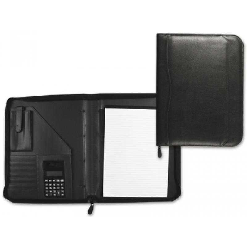 Carpeta portafolios 80-848 negra 260x355 mm cremallera sin anillas calculadora con bolsa para movil