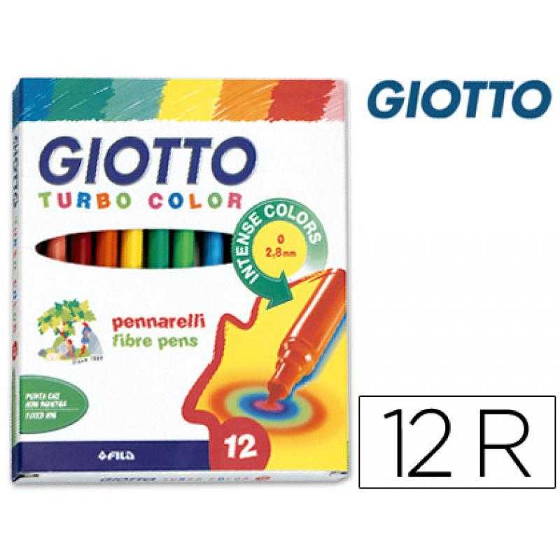 Rotulador giotto turbo color caja de 12 colores lavables con punta bloqueada