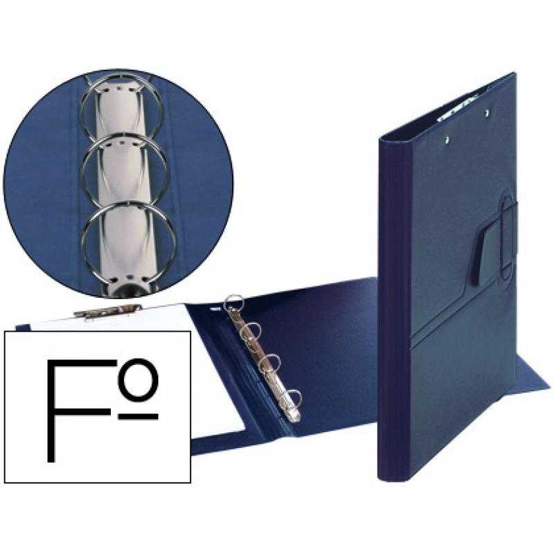 Carpeta 4 anillas 25 mm lengueta miniclip plástico saro folio azul