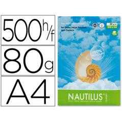 Papel fotocopiadora nautilus din a4 80 gramos -paquete de 500 hojas 100% reciclado