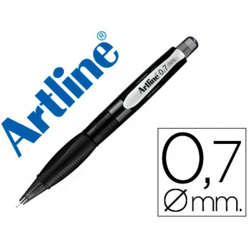 Portaminas artline retráctil sujecion de caucho translucido 0.7 mm -cuerpo negro