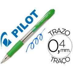 Bolígrafo pilot super grip verde claro -retráctil -sujecion de caucho -tinta base de aceite