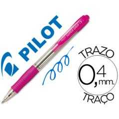 Bolígrafo pilot super grip rosa -retráctil -sujecion de caucho -tinta base de aceite