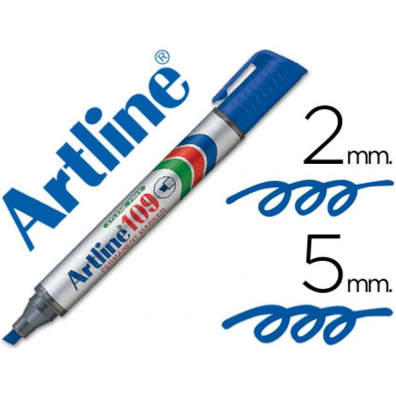 Rotulador artline marcador permanente 109 azul -punta biselada