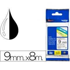 Cinta brother tze-221 blanco-negro 9mm longitud 8 mt
