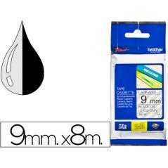 Cinta brother tze-121 transparente-negro 9mm longitud 8 mt