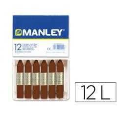 Lápices cera manley unicolor pardo -caja de 12