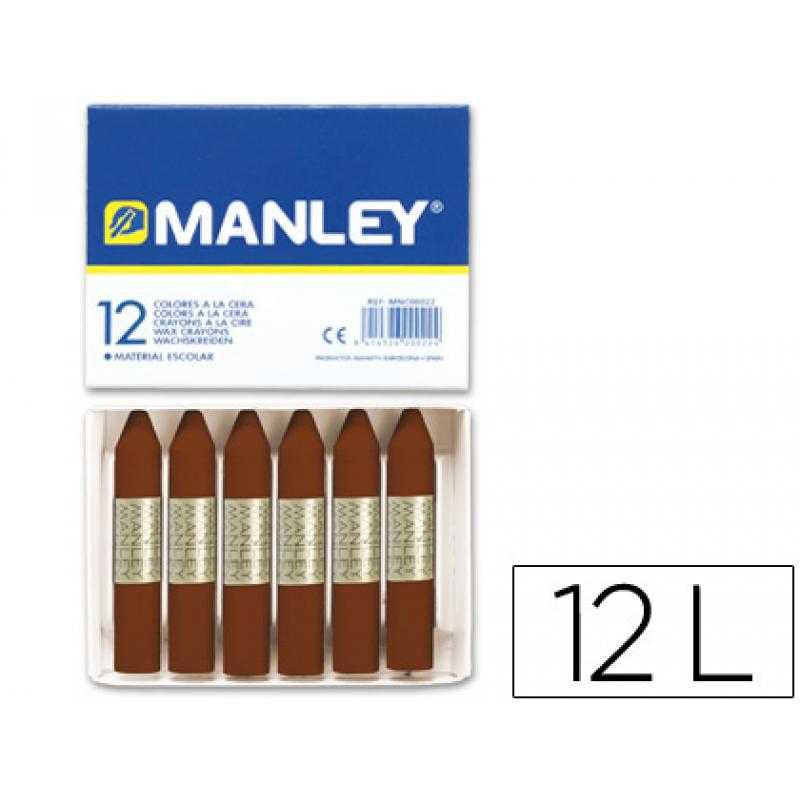 Lápices cera manley unicolor pardo -caja de 12