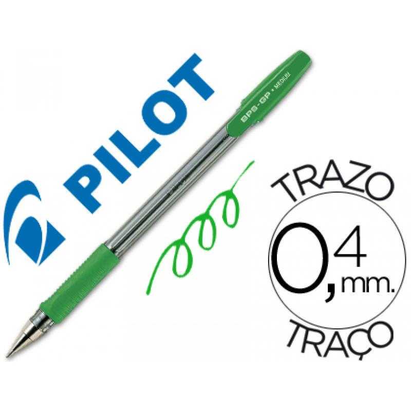 Bolígrafo pilot bps-gp verde -sujecion de caucho -tinta base de aceite -con capuchón