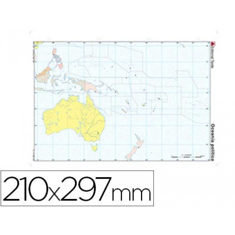 Mapa mudo color din a4 oceania -politico