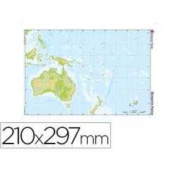Mapa mudo color din a4 oceania -fisico