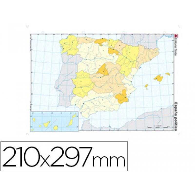 Mapa mudo color din a4 españa -politico