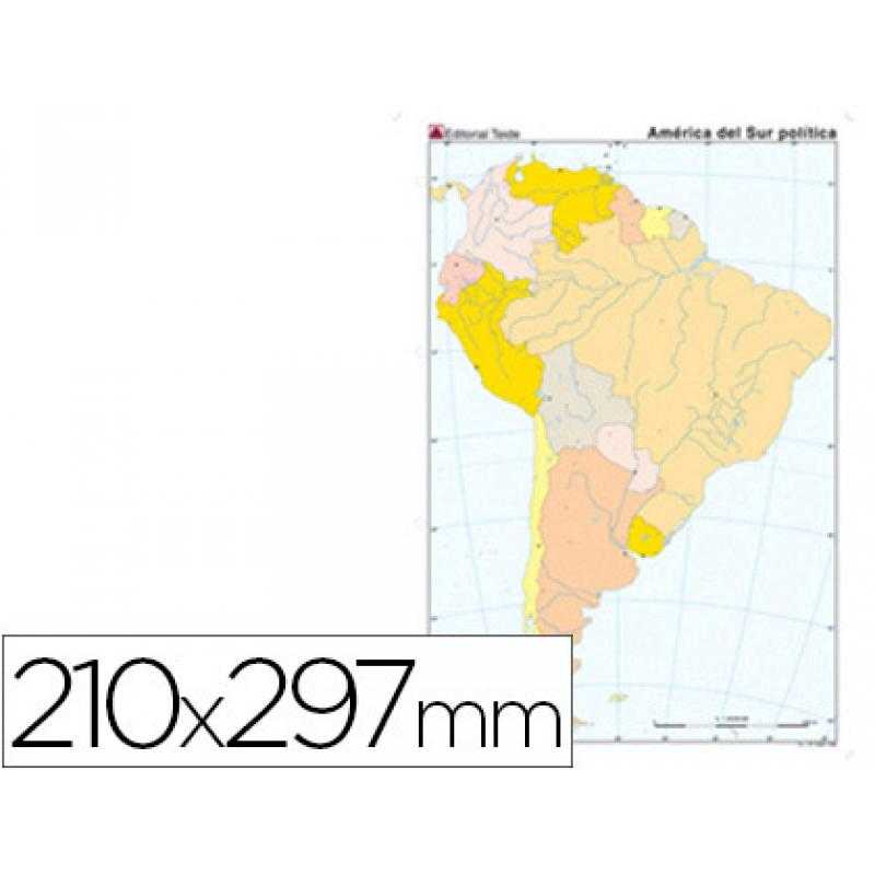 Mapa mudo color din a4 america sur politico