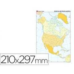 Mapa mudo color din a4 america norte politico