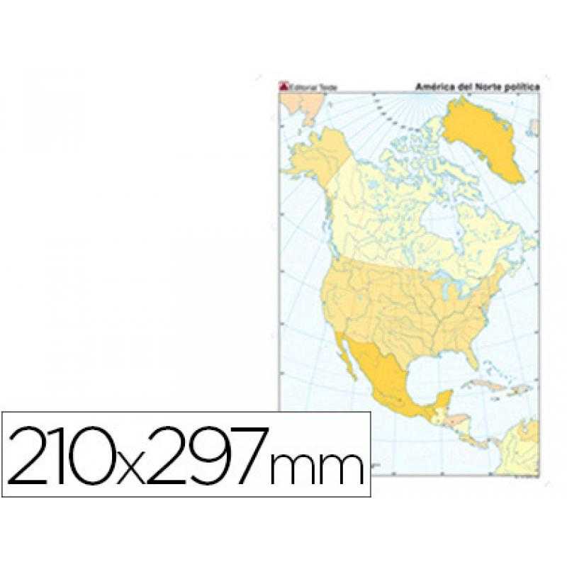 Mapa mudo color din a4 america norte politico