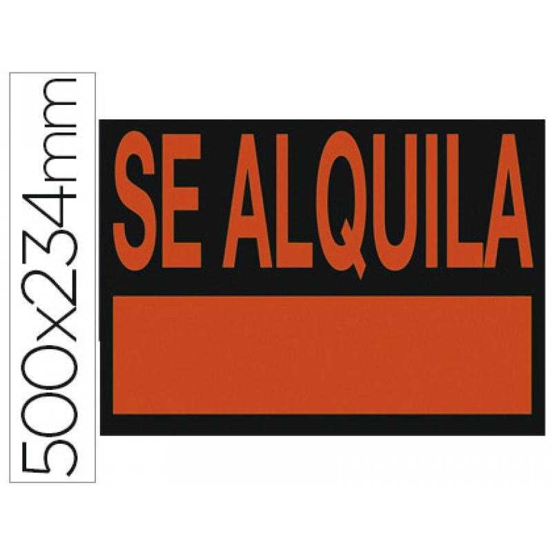Cartel plástico "se alquila" rojo fluorescente -500x234 mm