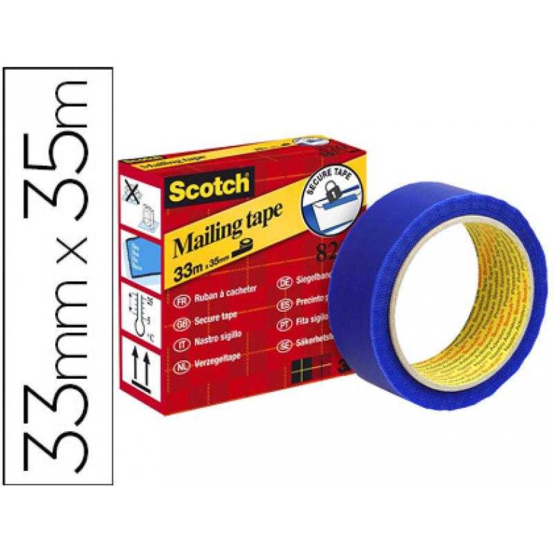 Cinta adhesiva scotch postal -azul -rollo de 35 mt x 33 mm 820