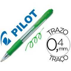 Bolígrafo pilot super grip verde retráctil sujecion de caucho tinta base de aceite