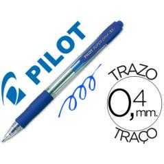 Bolígrafo pilot super grip azul retráctil sujecion de caucho tinta base de aceite