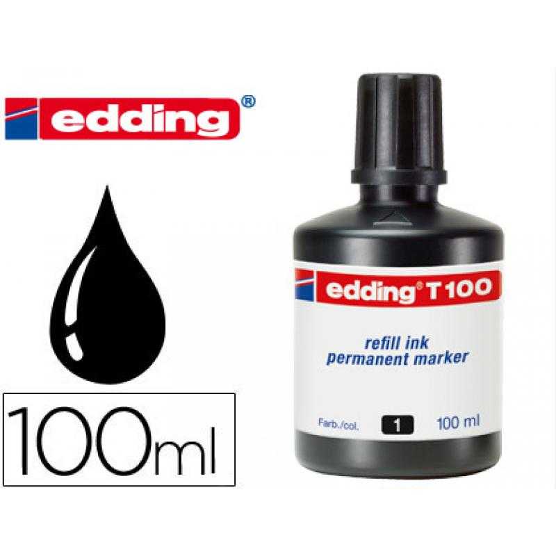 Tinta rotulador edding t-100 negro frasco de 100 ml