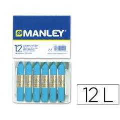 Lápices cera manley unicolor azul celeste -caja de 12 n.17