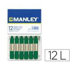 Lápices cera manley unicolor verde esmeralda -caja de 12 n.24