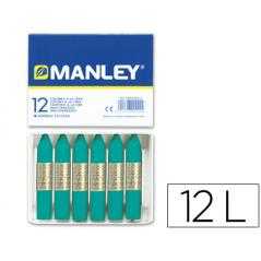 Lápices cera manley unicolor verde azulado -caja de 12 n.23