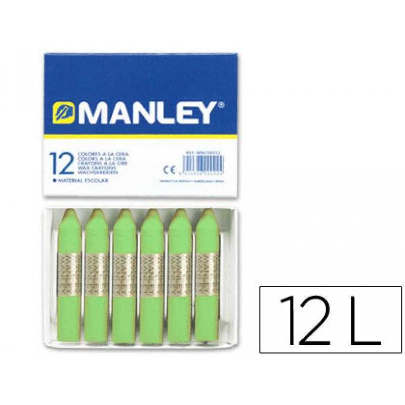 Lápices cera manley unicolor verde amarillento -caja de 12 n.22
