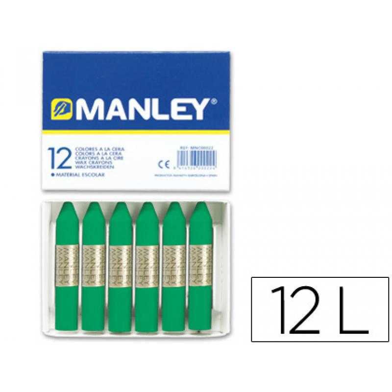 Lápices cera manley unicolor verde natural -caja de 12 n.21