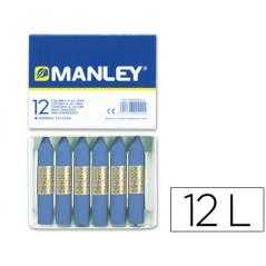 Lápices cera manley unicolor azul ultramar -caja de 12 n.18