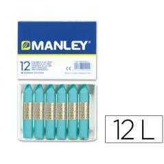 Lápices cera manley unicolor azul turquesa -caja de 12 n.16