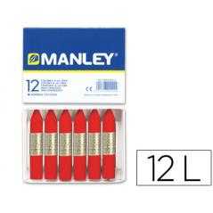 Lápices cera manley unicolor rojo escarlata -caja de 12 n.9