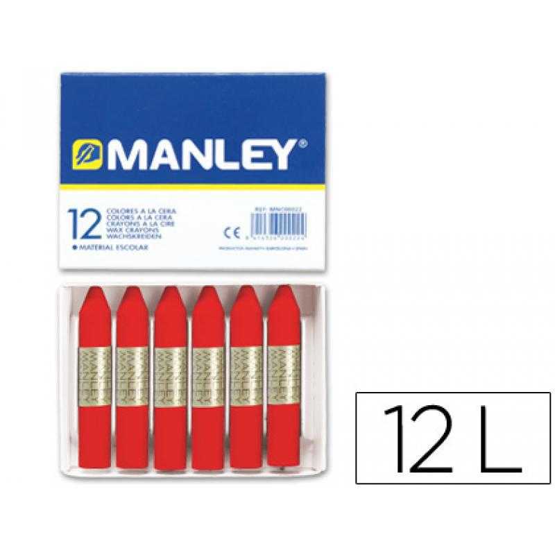 Lápices cera manley unicolor rojo escarlata -caja de 12 n.9