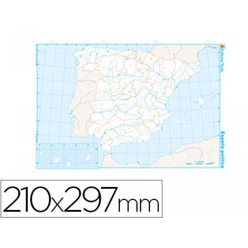 Mapa mudo b/n din a4 españa -politico