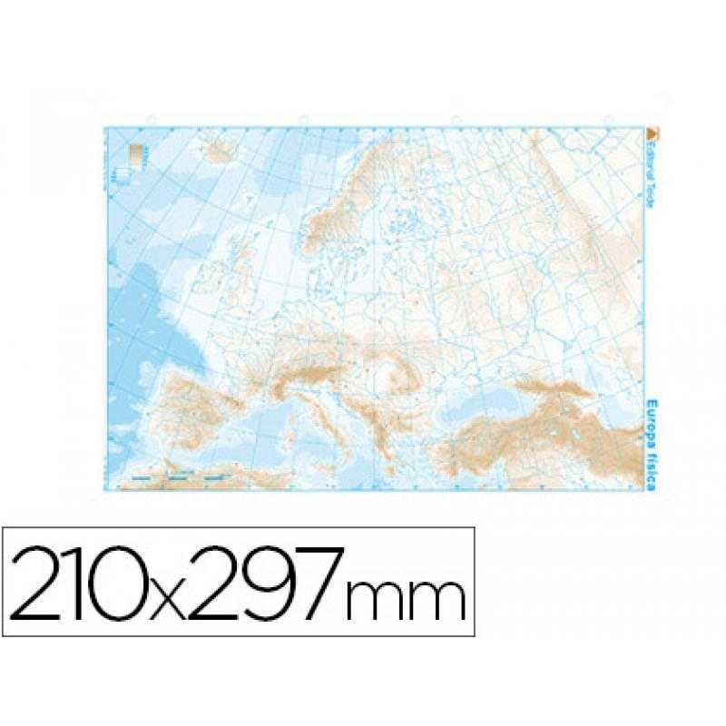 Mapa mudo b/n din a4 europa -fisico