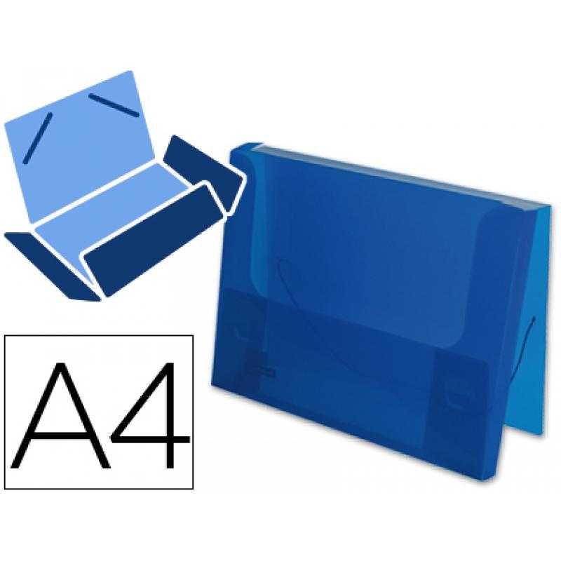 Carpeta liderpapel portadocumentos gomas 36932 polipropileno din a4 azul transparente -lomo 25 mm